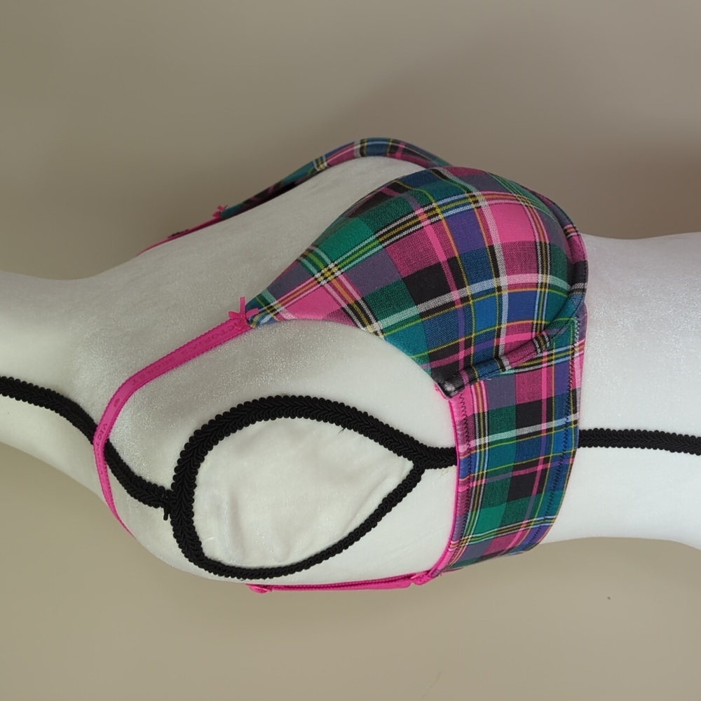Victoria's Secret Underwire Lined Perfect Coverage Plaid Bra 36C Pink Green - Picture 5 of 16